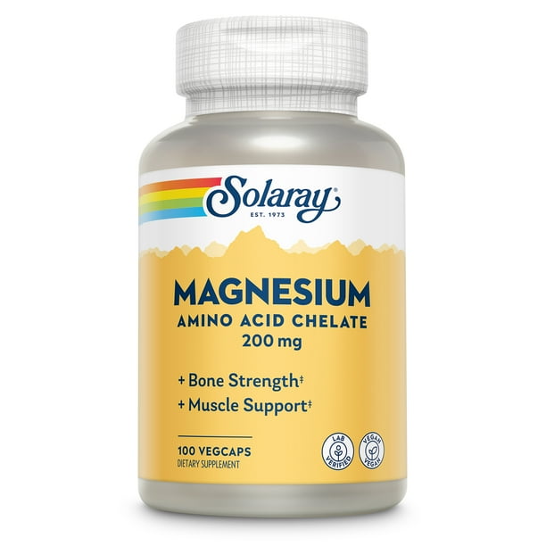 Solaray Magnesium Amino Acid Chelate, Healthy Bone Strength, Muscle
