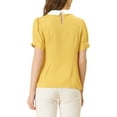 thumbnail image 3 of INSPIRE CHIC Women's Shirts Vintage Peter Pan Collar Puff Short Sleeve Chic Blouse Top XS Light Yellow, 3 of 7