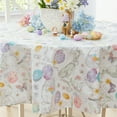 thumbnail image 3 of Newbridge Vinyl Round Tablecloth, 70 Inch, Easter Bunny Blossom Flannel Backed Table Cloth, Easter Egg Basket Floral, 3 of 7