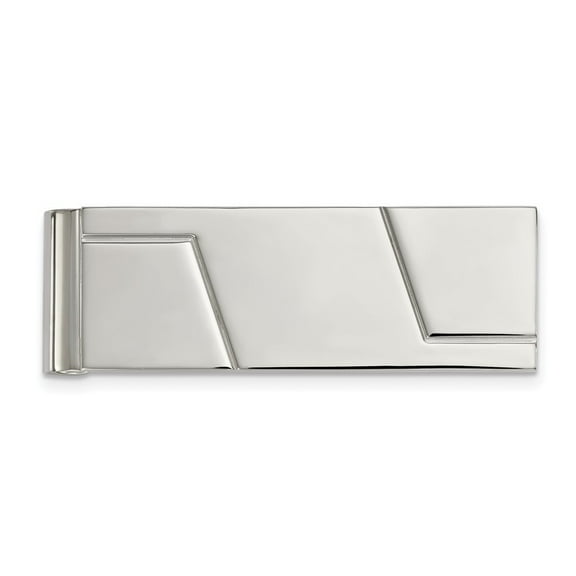 19.87mm Stainless Steel Engravable Polished Grooved Money Clip Jewelry Gifts for Men