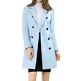 thumbnail image 6 of INSPIRE CHIC Women's Winter Coat Notched Lapel Double Breasted Trench Coat M Blues, 6 of 8