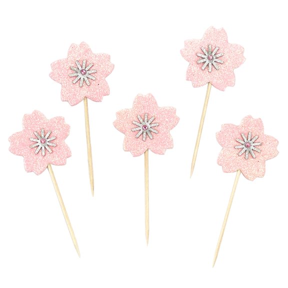 OUNONA Cherry Cake Toppers with Toothpick for Party Desserts Decoration 10pcs Wood Pink