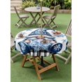 thumbnail image 5 of Outdoor Tablecloth with Umbrella Hole Zipper Christmas Round Tablecloth 60" Waterproof Outside Table Cloth Winter Blue Snowflakes Gnomes Black Plaid Patio Table Cover Tablecloths for Picnic Party, 5 of 8
