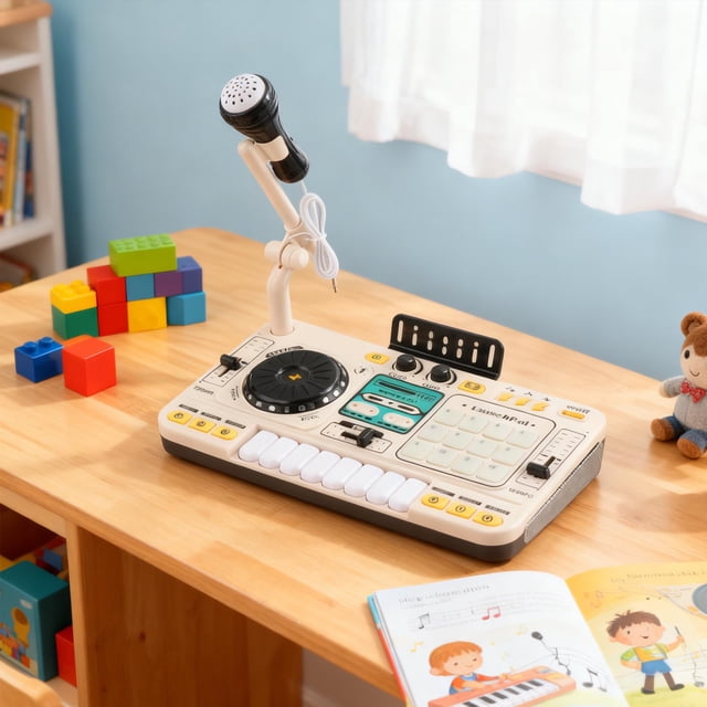 Mezclador DJ Para Niños A Partir De 3 Años, Piano Con Teclado De 8 Teclas 2 En 1 Con Luces Canciones Efectos De Sonido Micrófono, 12 Botones MIDI Equipo DJ Con Grabación