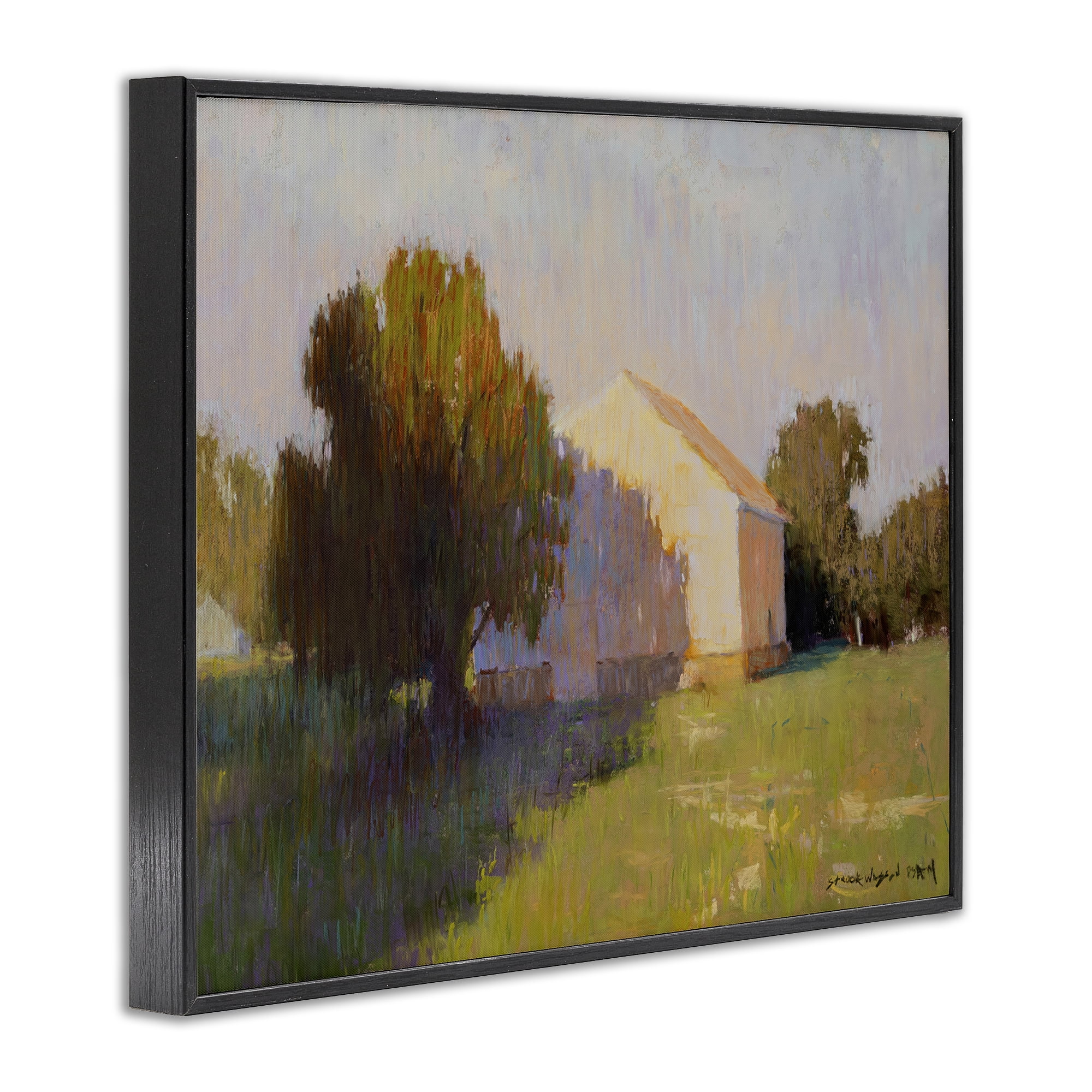Stupell Industries Summer Farm View Landscape Painting Black Framed Art Print Wall Art, 14 x 11