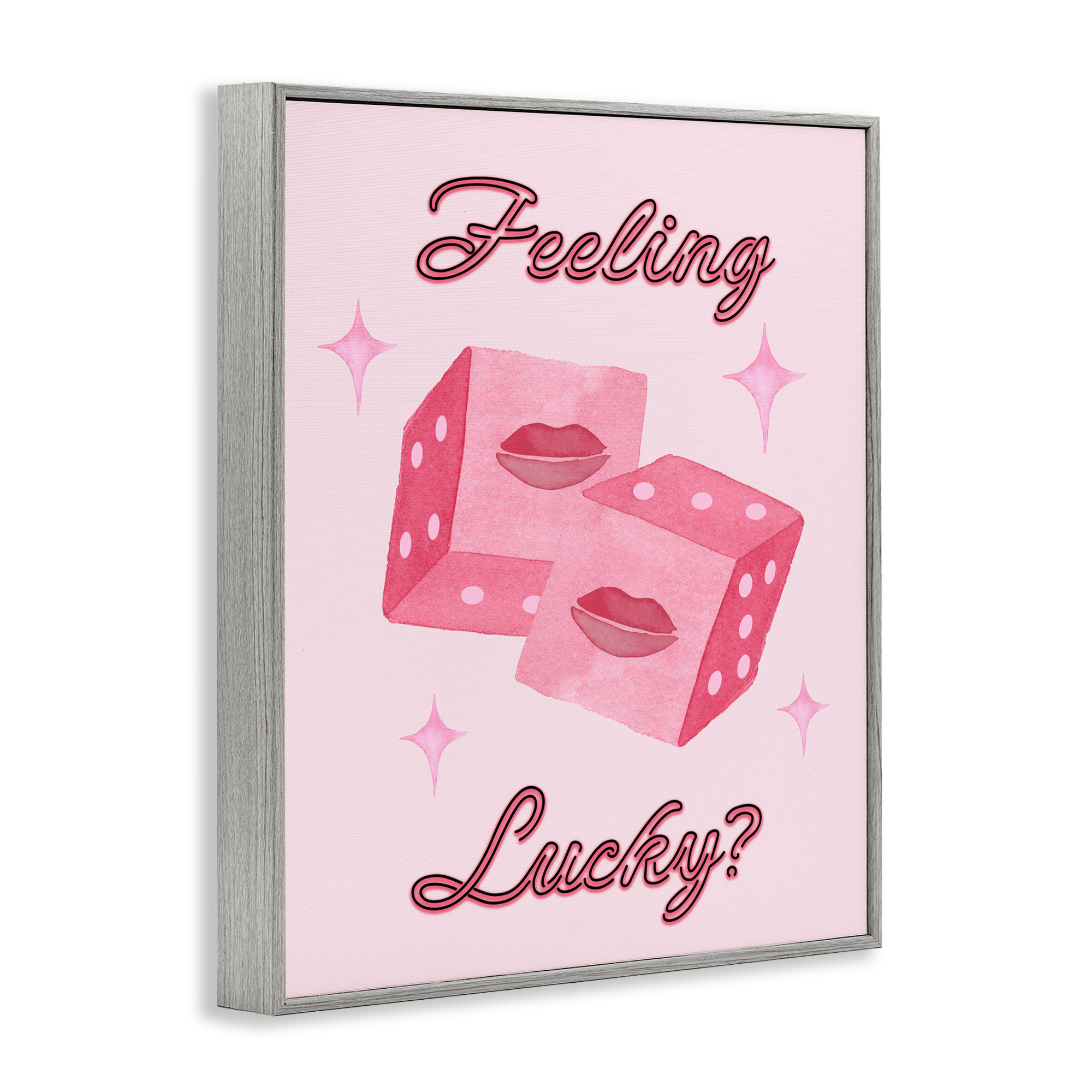 Feeling Lucky? Dice Gray Framed Giclee Art, design by Nina Jacobs