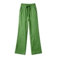 thumbnail image 4 of Ohufall Womens Sweatpant Drawstring Elastic Waist Pocket Pants Straight Leg Solid Color Loose Long Pant, 4 of 4