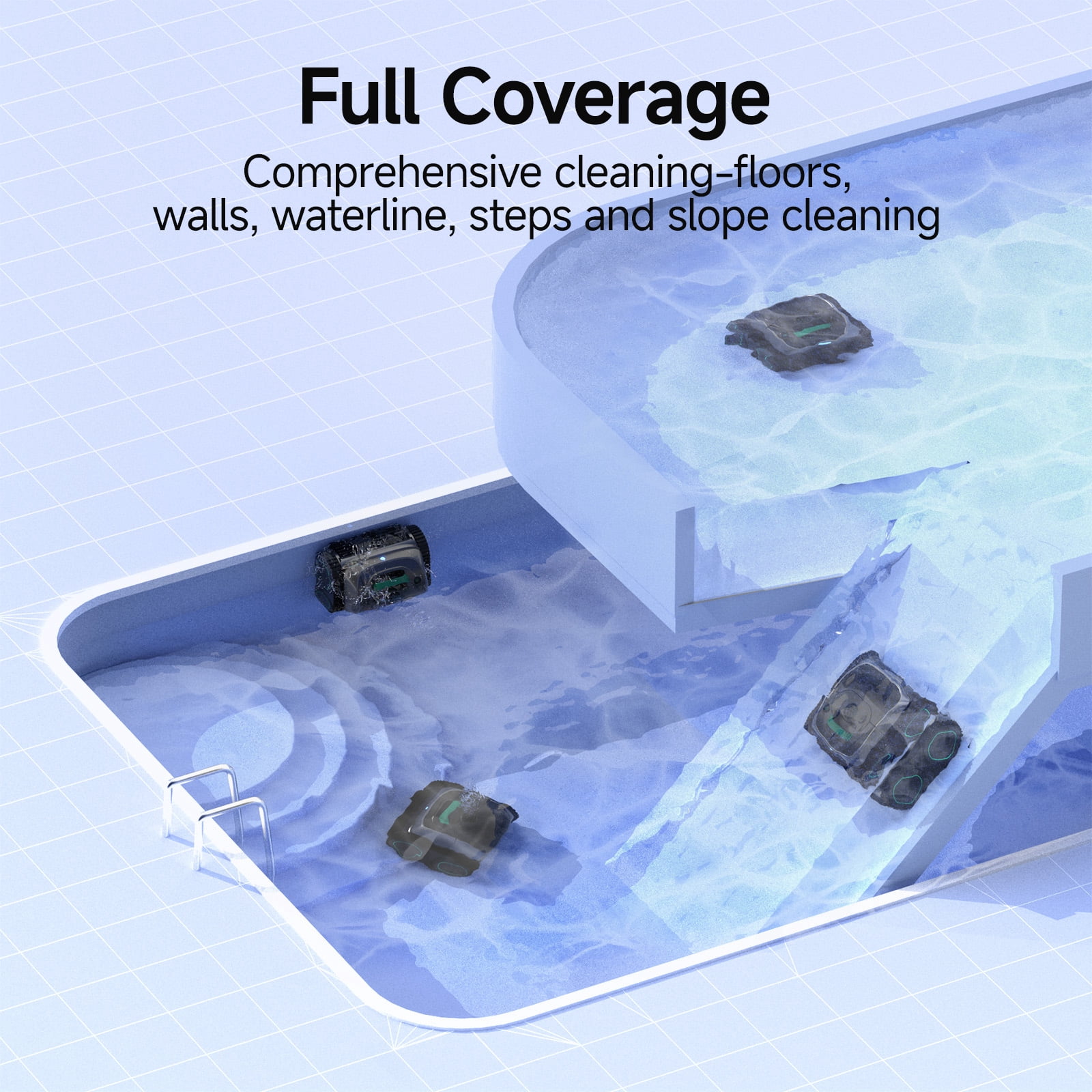 WYBOT C1 Cordless Robotic Pool Cleaner for Inground Pools, Above Ground Pool Cleaner 4-in-1 Wall & Waterline Cleaning, Up to 1,614sq.ft, 150mins Smart Navigation, Smart Phone App