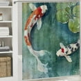 thumbnail image 6 of Autua Koi Fish Lily Pads Pond Chic Modern Bathroom Decor Shower Curtain with Hooks 69"x72, 6 of 7