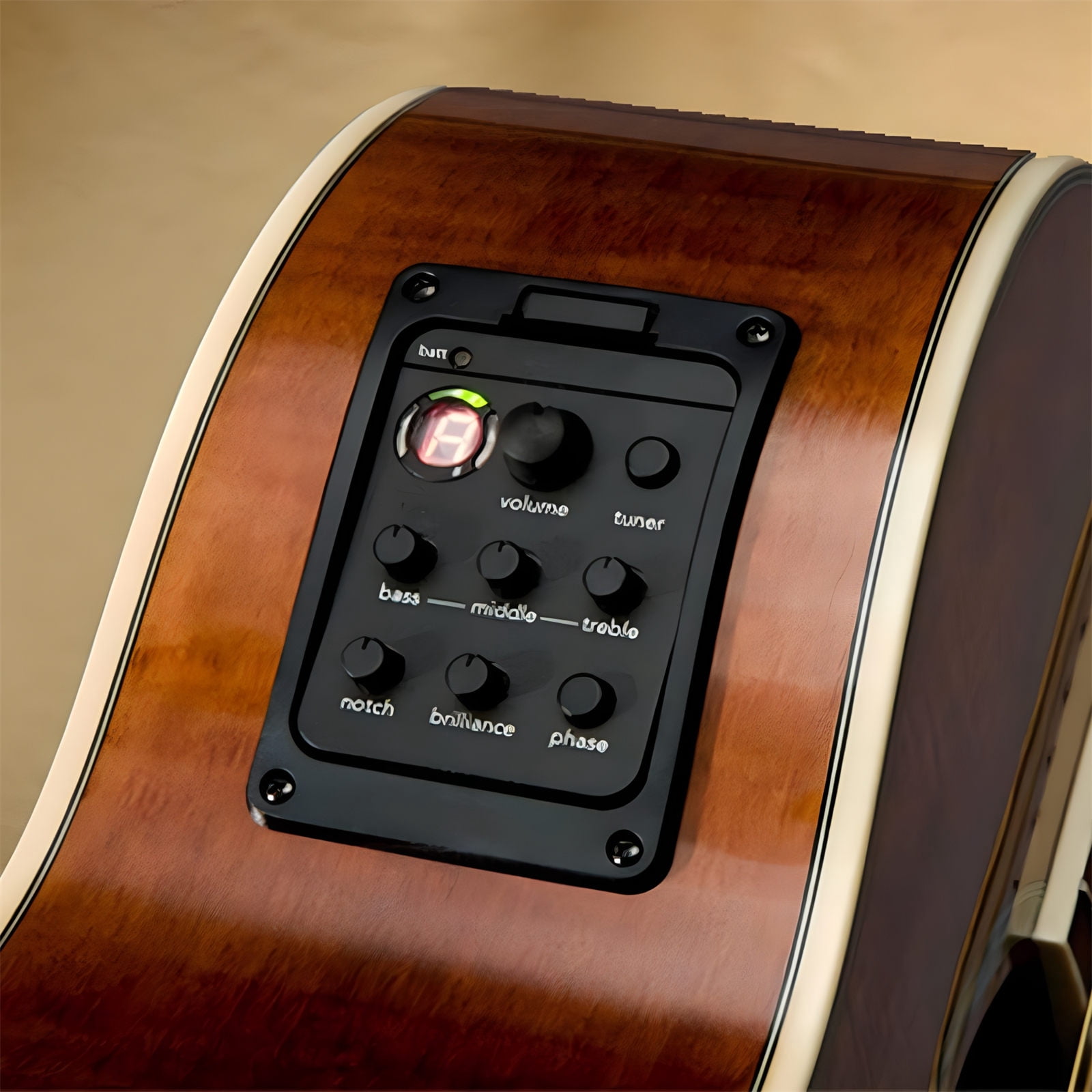 Zeiwohndc 201 Acoustic Guitar EQ Tuner Piezo Pickup 4 Band Guitar Pickup with Tuner