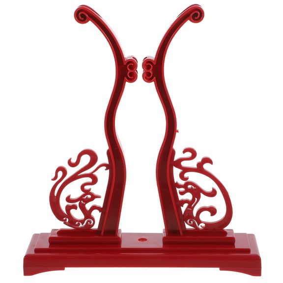 Phlegsive Chinese Style Round Hand Fan Display Stand Holder Vintage Antique Handheld Fan Bracket