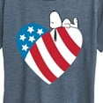 thumbnail image 3 of Peanuts - Snoopy On Flag Heart - Women's Short Sleeve Graphic T-Shirt, 3 of 6