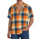 thumbnail image 1 of Fotbe Warm Orange Plaid Camisa Estampada de Manga Corta para Hombre, Casual de Verano, Estilo Playero, Sin Arrugas-X-Large, 1 of 5