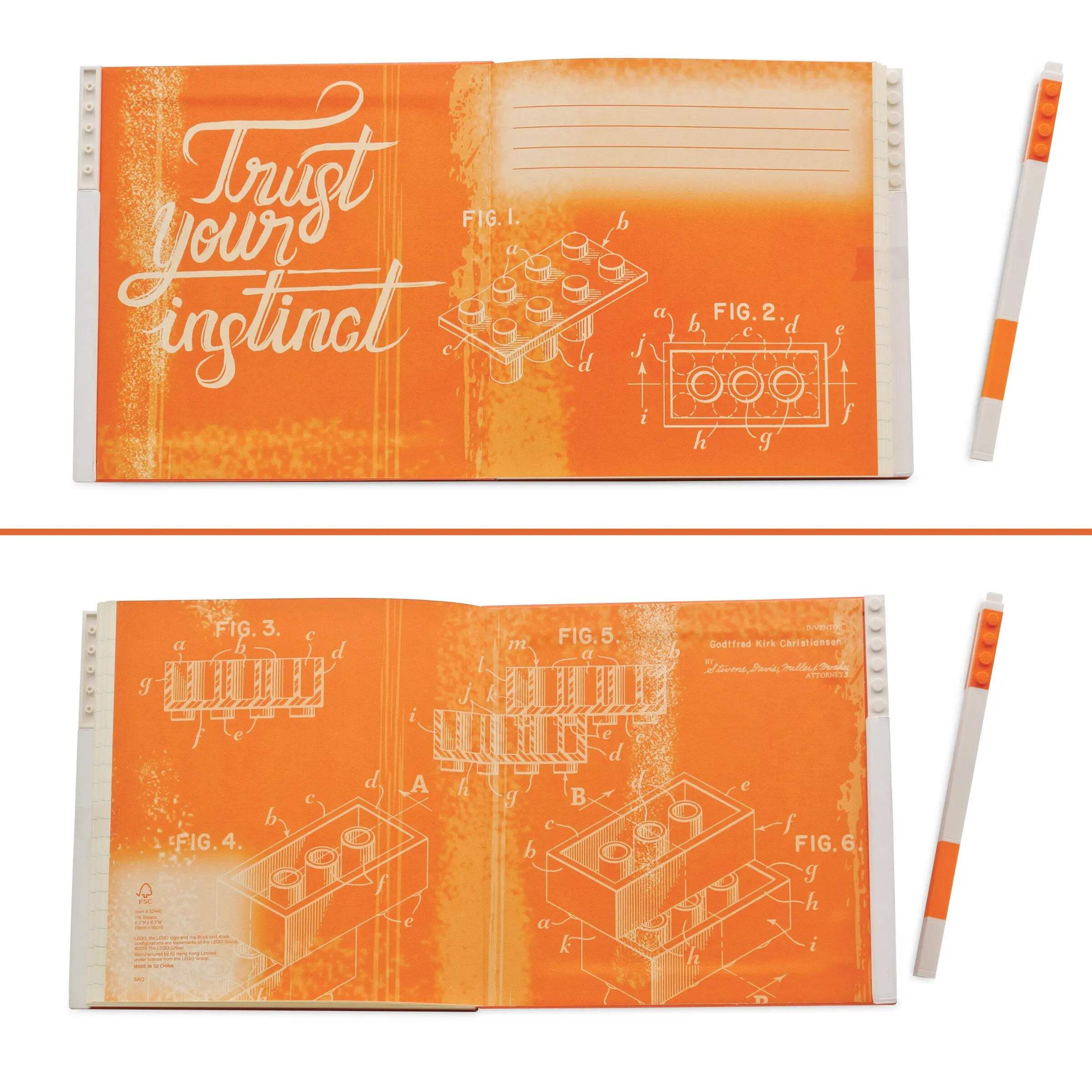 LEGO Stationery Locking Notebook with Gel Pen - Orange (52440)