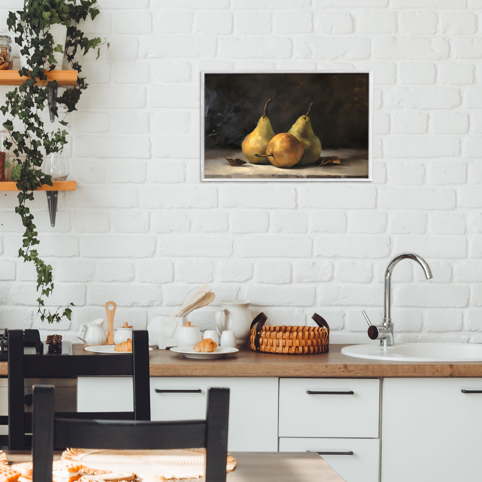 Stupell Industries Three Pears on Marble White Framed Giclee Art, design by Creative Studio