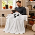 thumbnail image 7 of Halloween Flannel Throw Blanket, Ghost Pattern Soft Cozy Blanket for Couch Bed Sofa Living Room Decor, Halloween Home Decor Blanket, Decorative Holiday Throw Blanket for Seasonal Decoration, 7 of 7