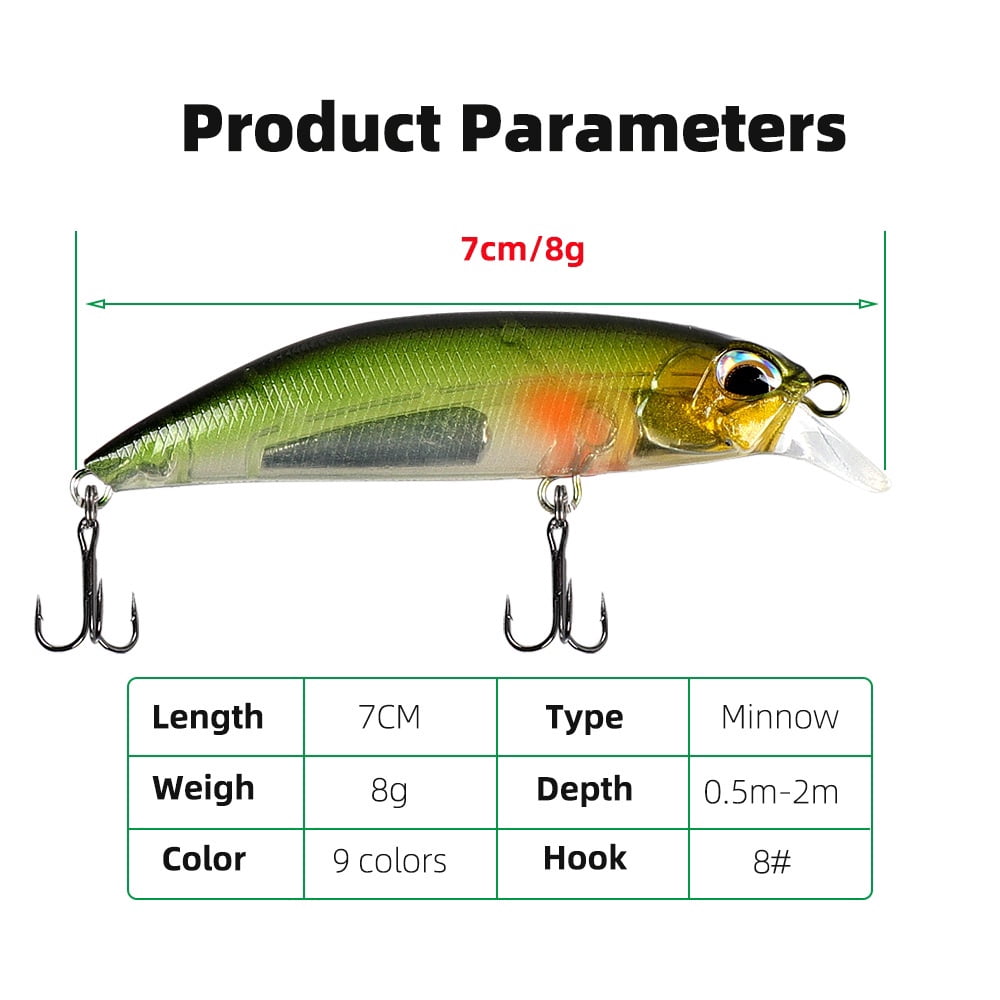 4Pcs Fishing Equipment 8g/6.5g Sinking Minnow Lure Long Casting Durable