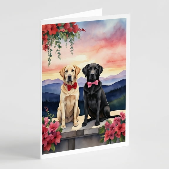 Labrador Retriever Two Hearts Greeting Cards Pack of 8 7 in x 5 in