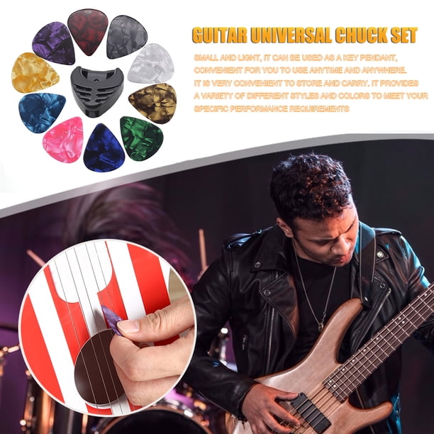 Soporte universal para púas de guitarra + 10 púas para guitarra para ukelele bajo acústico Tmvgtek 4dr6hw4pd9ps0kc8