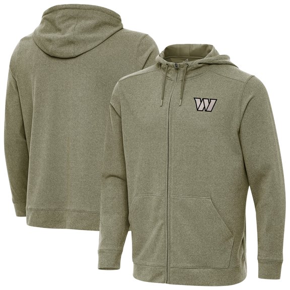 Men's Antigua Olive Washington Commanders Effortless Full-Zip Hoodie Jacket