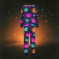 thumbnail image 5 of Halloween Pajamas, Halloween Matching Family Pajamas Neon Pumpkin Print Long Sleeve 2Pcs Pj Set Soft Sleepwear Nightwear Loungewear Holiday Party Costume Fun Festive Bright Spooky Season for Family, 5 of 6