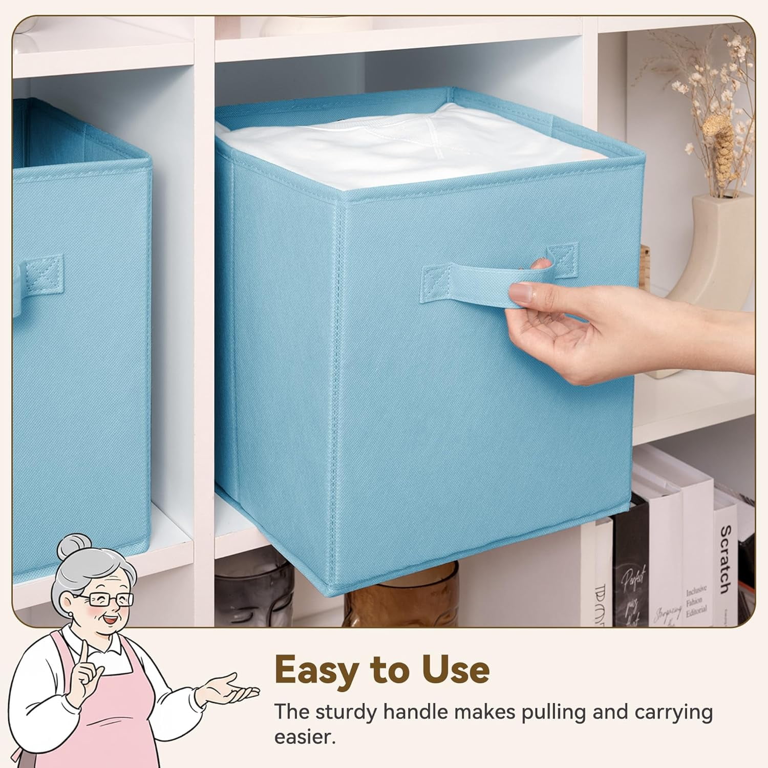 GRANNY SAYS 11 Inch Cube Storage Bins, Fabric Storage Baskets with Handles, Collapsible Cube Organizer for Shelves and Closet, 6-Pack, Blue