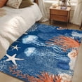 thumbnail image 5 of Summer Ocean Washable Area Rugs 2.7'x5', Coastal Jellyfish Orange Corals Shells Dark Blue Low Pile Throw Living Room Rug Non-Slip Sturdy Edge Binding Carpet for Indoor Entryway Bedside Kitchen, 5 of 9