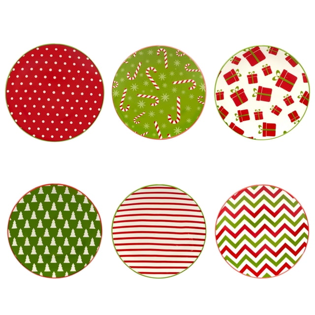 Certified International Assiettes Déjeuner/canape 6 Pouces, Designs Assortis, Multicolore, Petit, Ensemble de 6