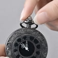 thumbnail image 4 of Vintage Pocket Watch, Roman Numeral Quartz piece, Classic Black Pocket Clock With Chain for Men Women Formal Events Collection, 4 of 7