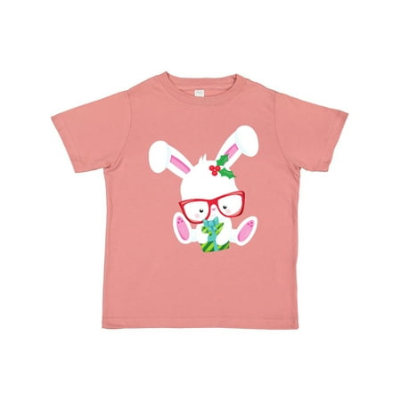 

Inktastic Christmas Rabbit Hipster Rabbit With Glasses Gift Toddler Boy or Toddler Girl T-Shirt