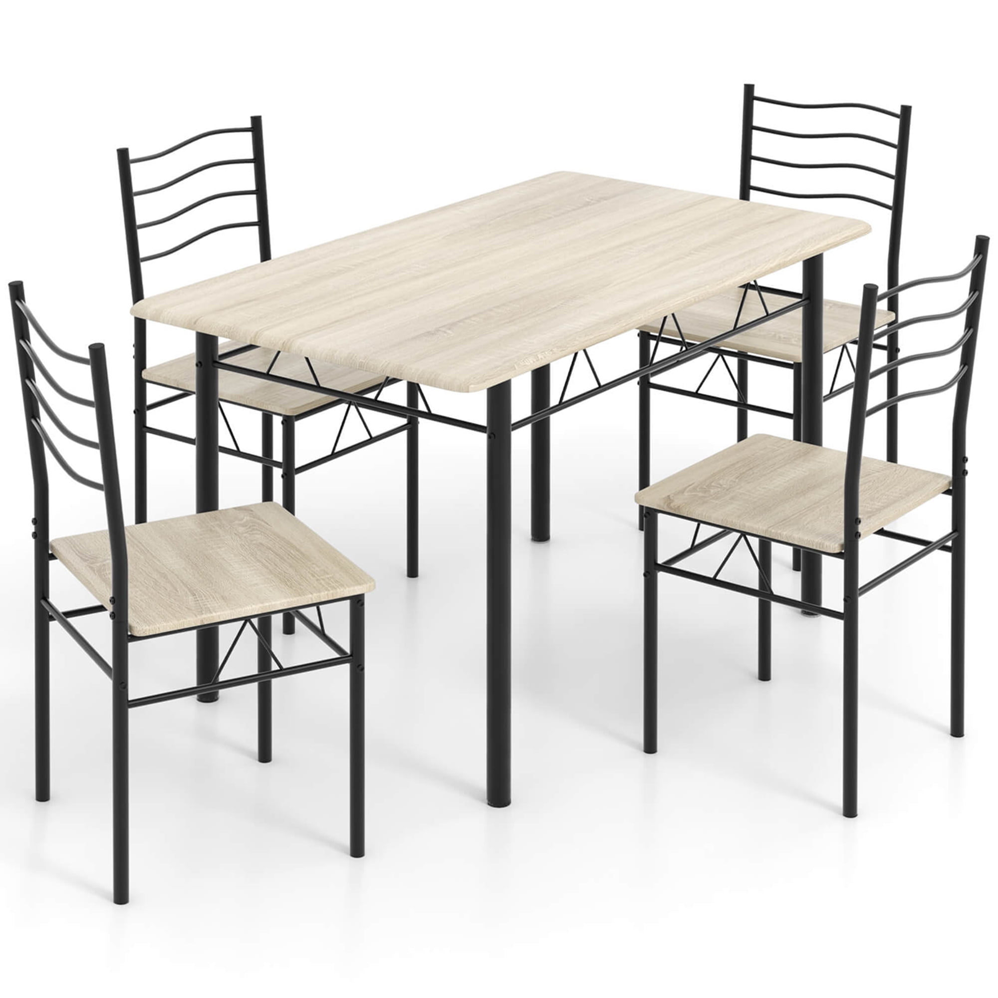 Costway Sturdy 5-Piece Wood Metal Dinette Set - Brown Costway Sturdy 5-Piece Wood Metal Dinette Set - Brown