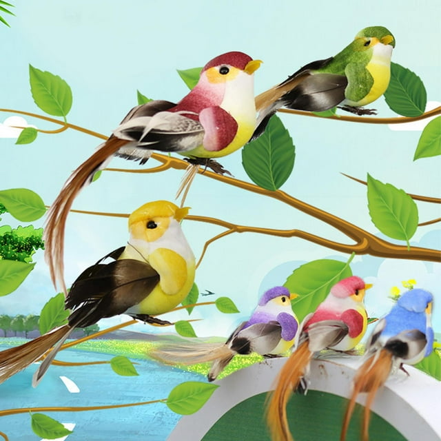 Simulation Decor,12Pcs Lovely Simulation Bird Tree Decoration Plant Decoration Striking Appearance