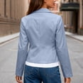 thumbnail image 4 of Women's Solid Color Lapel Long Sleeve Button Loose Blazer Fashion Suit Jacket Blue XXL, 4 of 6