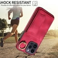 thumbnail image 5 of Nalacover for iPhone 13 Pro Max Ring Holder Wallet Case with Kickstand Magnetic Clasp, Credit Card Slots Holder Premium PU Leather Purse Cover, TPU Bumper Shockproof Anti-Scratches Case,Red, 5 of 17