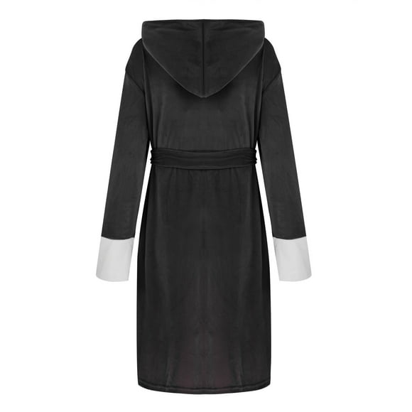 Timegard Plus Size Pajamas Robe for Women Hooded Fleece Belted Waist V Neck Mini Bathrobe Fuzzy Long Sleeve Sleepwear with Pockets