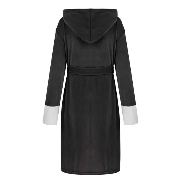 Timegard Robe de Pyjama Grande Taille pour Femmes à Capuche en Polaire avec Ceinture à la Taille, Mini Peignoir à Col en V, Manches Longues et Poches