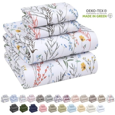 RUVANTI 100% Cotton Sheets for Queen Size Bed - Crispy Cooling Percale Sheets - Breathable & Durable Queen Sheet Set - 16 Inches Deep Pocket Sheets - Aroma - 4 Pieces