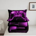 thumbnail image 5 of Gamer Comforter Set Queen,Gaming Bedding,Video Games Gamepad Bedding Comforter Sets Neon Glowing Square Geometric Grid Purple Bedroom Decor Duvet Insert, 5 of 5