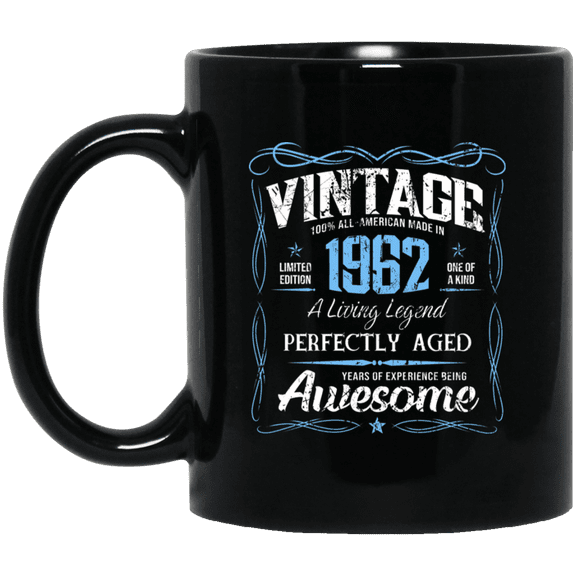 Classic Birthday Made In 1962 64 Years Old 64th Bday Gift Mug, 15oz Black Coffee Mug