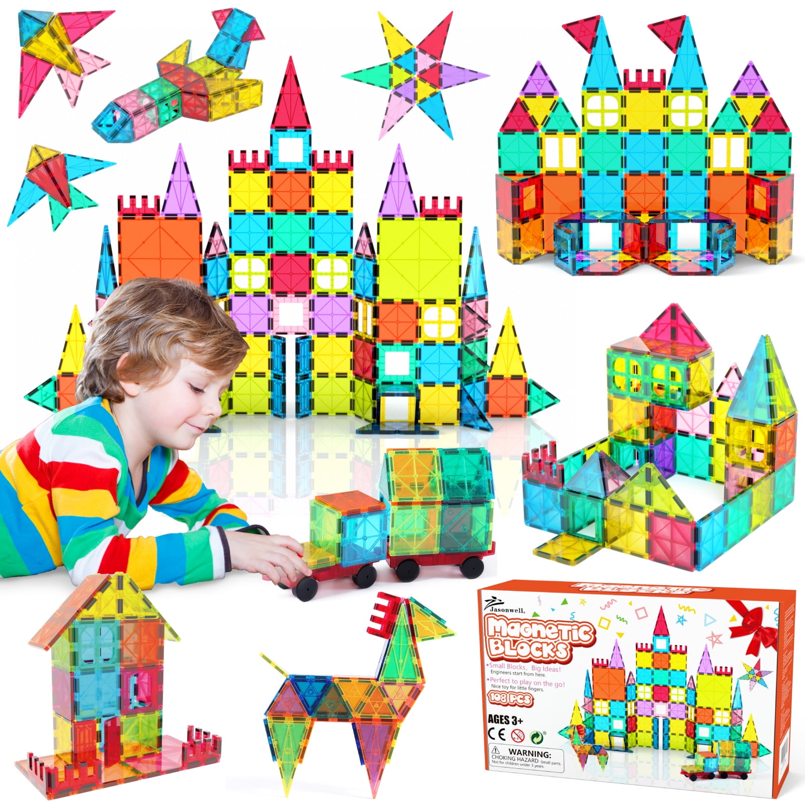 30Pcs Kids DIY 3D Magnetic Blocks Multicolour Construction Building Toy Puzzle 