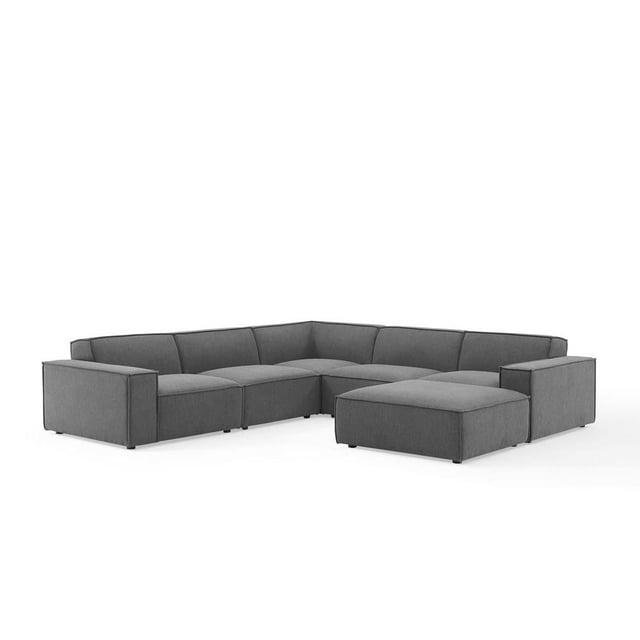 Modway Canapé Sectionnel Moderne en Tissu Rembourré 6 Pcs en Charbon