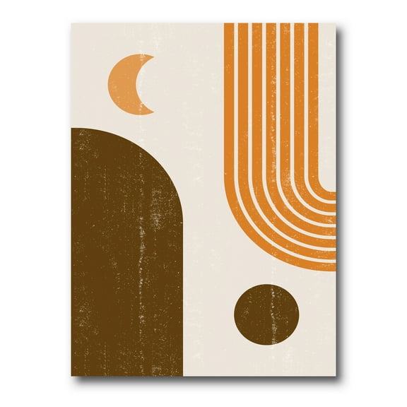 Designart ' Rainbow In Earth Tones Abstract Geometric Art ' Modern Canvas Wall Art Print