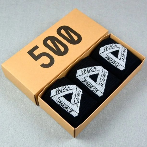 Calcetines PALACE en caja, calcetines deportivos de algodón para hombre, negro, blanco, media pantorrilla, baloncesto, tubo largo, absorbente de sudor, diseño de letra P