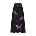 thumbnail image 4 of WXLWZYWL Women Flowy Maxi Skirt Floral Print Fall Casual Boho High Elatic Waist Loose Long Skirt with Pockets, 4 of 5
