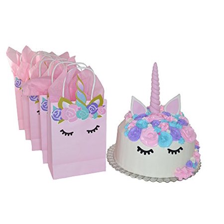 Quokkaloco Unicorn Cake Topper + Bonus Gift Bags - Birthday Party Set - Handcrafted (Pink)