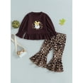 thumbnail image 2 of Wassery Kids Girls Thanksgiving Outfits Set Long Sleeve Turkey Print Sweatshirt Leopard Print Flare Pants 1T 2T 3T 4T 5T 6T Toddler 2Pcs Fall Winter Clothes, 2 of 8