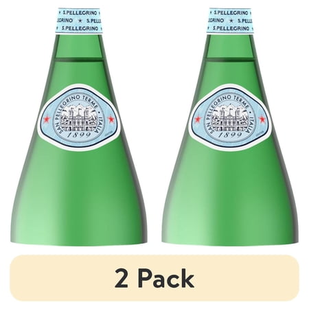 (2 pack) S.Pellegrino Sparkling Natural Mineral Water, 750ml (25.3 fl oz) Glass Bottle