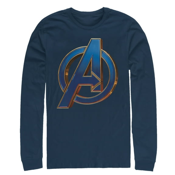 Men's Marvel Avengers: Endgame Bold Logo  Long Sleeve Shirt Navy Blue Small