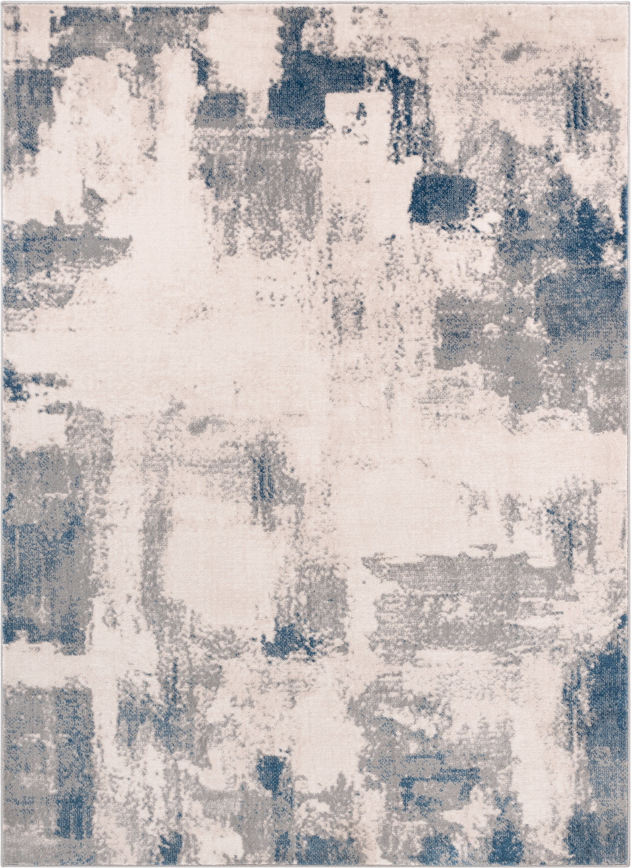 Well Woven Caila Grey & Blue Brush Stroke Abstract Geometric Area Rug 5x7 (5'3" x 7'3")