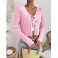 thumbnail image 4 of Women's Tie Front Long Sleeve Rib Knit Shrug Sweaters Cardigan Crop Top, 4 of 6